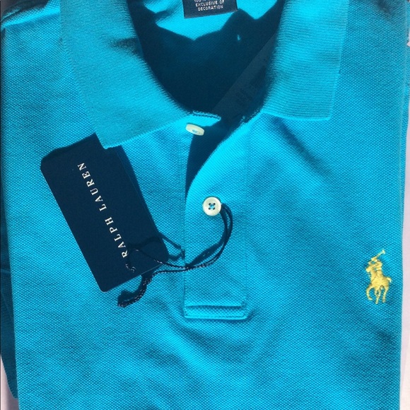 Ralph LAUREN Skinny POLO (L) turquoise - Picture 2 of 4